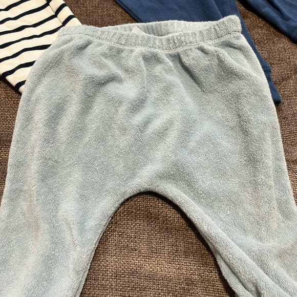 6 Month Set of 3 Baby Pants, Bottoms - Blue, Light Blue, and Striped - Picture 3 of 6